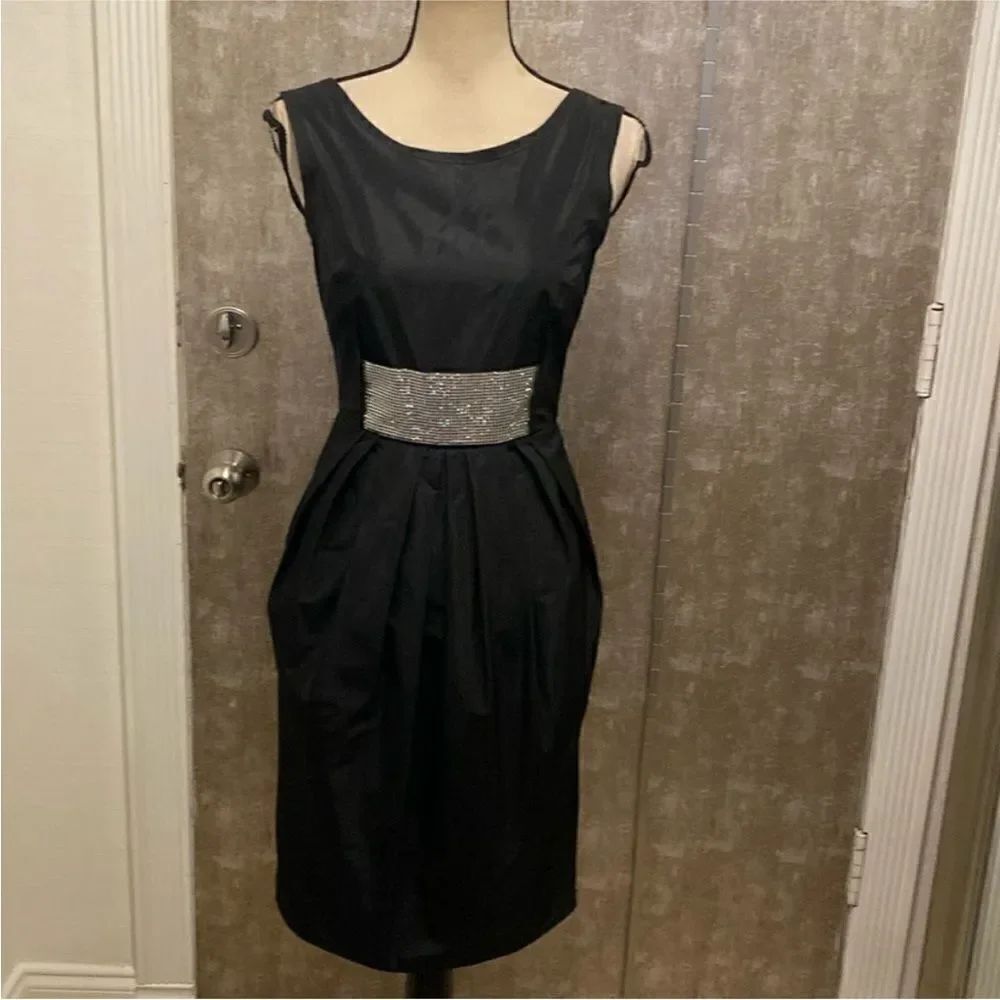 Dolce & Gabbana Elegant Black Dress with Silver crystal Accent, XS